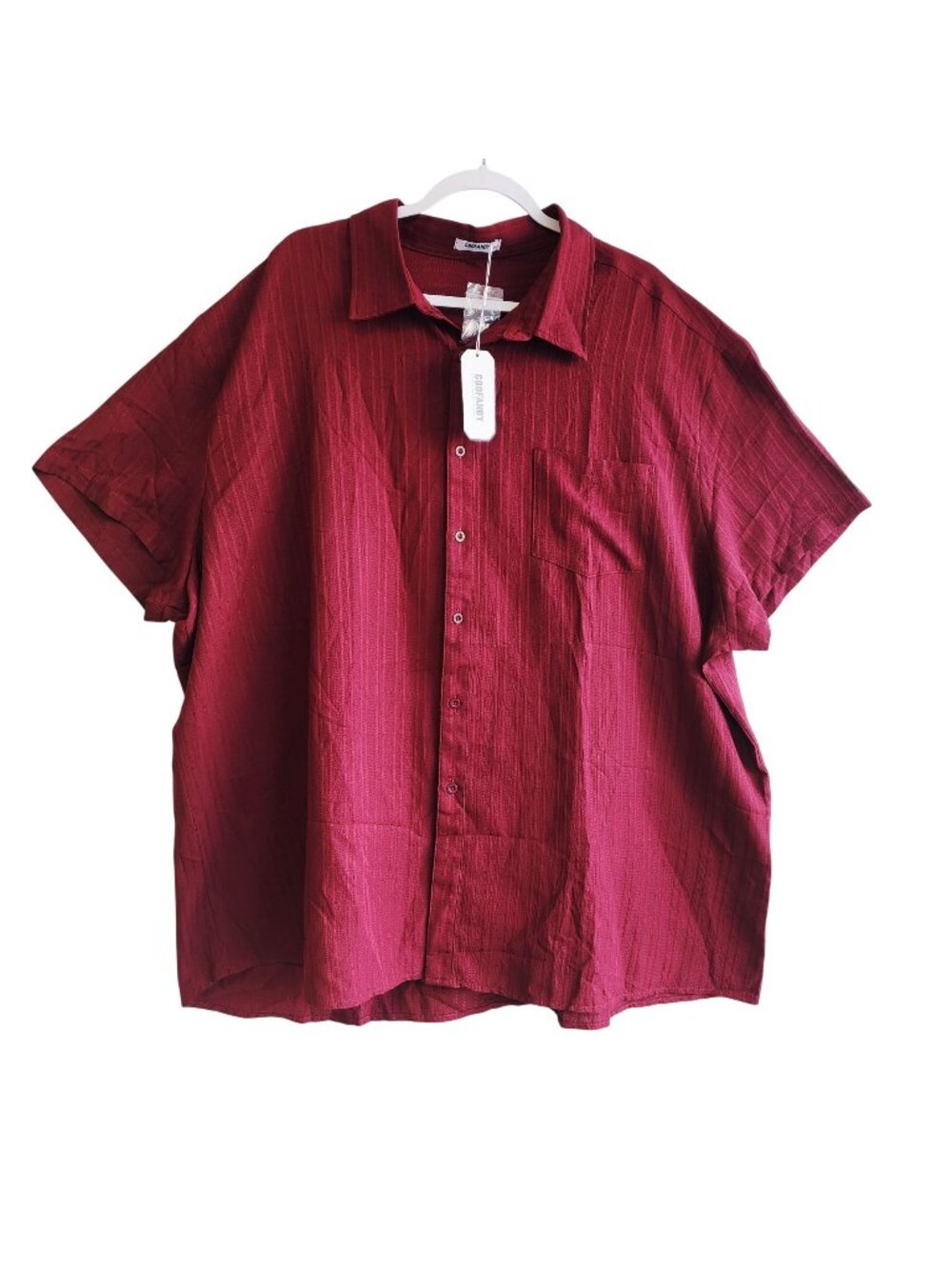 Coofandy Mens Red Short Sleeve Button-Up Shirt Size 5XL With Pocket & Tag
